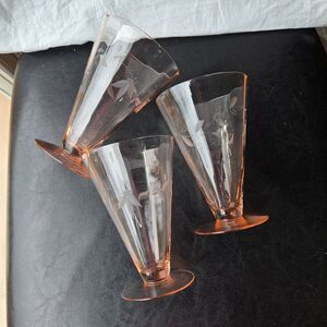 Vintage Tiffin-Franciscan 14196 Pink Elegant Depression Glass Set of 3 Footed